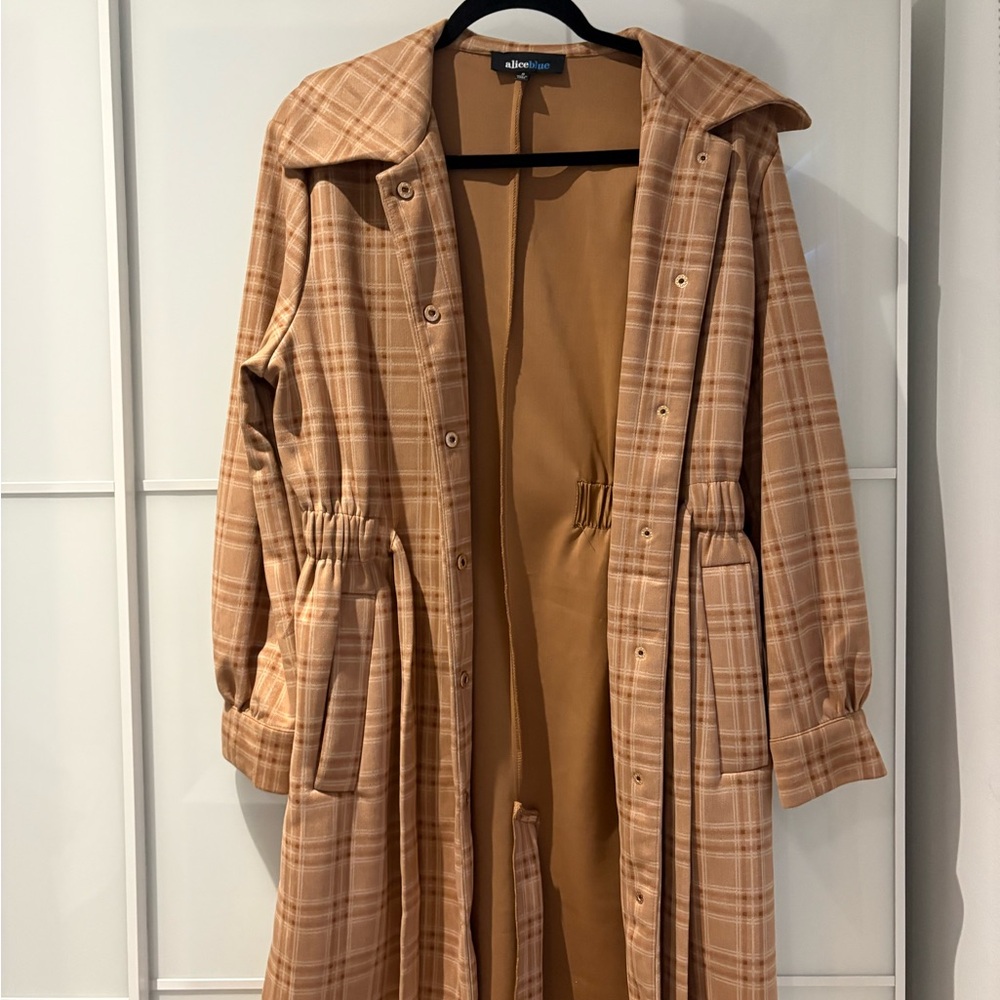Alice Blue Beige Plaid Trench Coat
